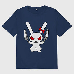 Футболка оверсайз мужская Зайка с ножами, цвет: тёмно-синий