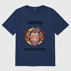 Футболка оверсайз мужская Счастливая обезьяна, цвет: тёмно-синий