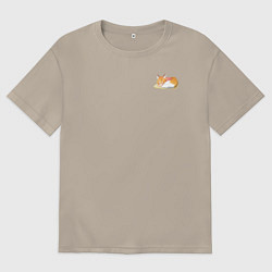 Футболка оверсайз мужская Спящая Сэнко, цвет: миндальный