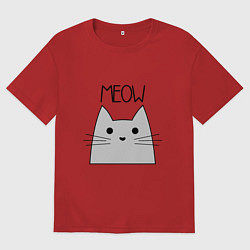Футболка оверсайз мужская Котик - Мяу, цвет: красный