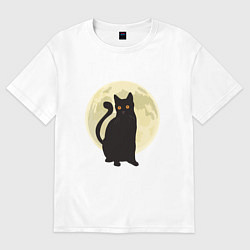 Футболка оверсайз мужская Moon Cat, цвет: белый
