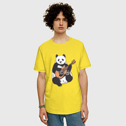 Футболка оверсайз мужская Панда гитарист Panda Guitar, цвет: желтый — фото 2