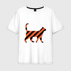Футболка оверсайз мужская Black-Orange Cat, цвет: белый