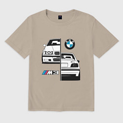 Футболка оверсайз мужская BMW M3 E 36 БМВ М3 E 36, цвет: миндальный