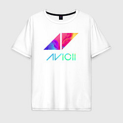 Футболка оверсайз мужская AVICII RAIBOW, цвет: белый