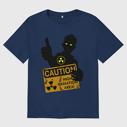 Футболка оверсайз мужская Зомби с табличкой, цвет: тёмно-синий