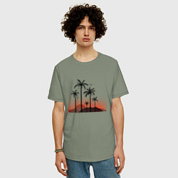 Футболка оверсайз мужская Palm tree, цвет: авокадо — фото 2