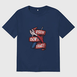 Футболка оверсайз мужская Pros Dont Fake!, цвет: тёмно-синий