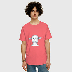 Футболка оверсайз мужская Овечка, цвет: коралловый — фото 2