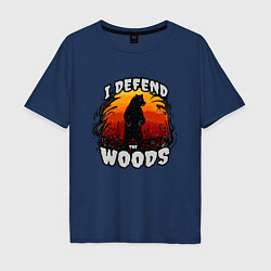 Футболка оверсайз мужская Медведь I defend the woods, цвет: тёмно-синий