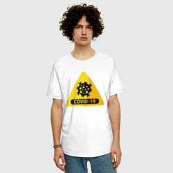 Футболка оверсайз мужская Остановим коронавирус, цвет: белый — фото 2