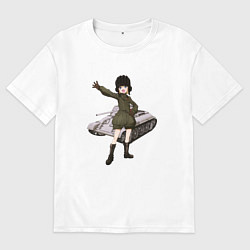Футболка оверсайз мужская Катюша Girls und Panzer, цвет: белый