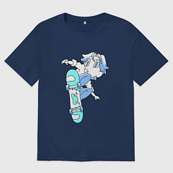 Футболка оверсайз мужская ЛАНГА ХАСЭГАВА SK8, цвет: тёмно-синий