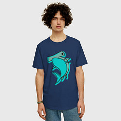 Футболка оверсайз мужская Акула молот, цвет: тёмно-синий — фото 2