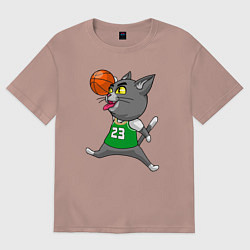Футболка оверсайз мужская Jordan Cat, цвет: пыльно-розовый