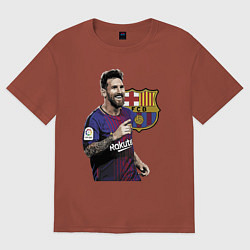 Футболка оверсайз мужская Lionel Messi Barcelona Argentina, цвет: кирпичный