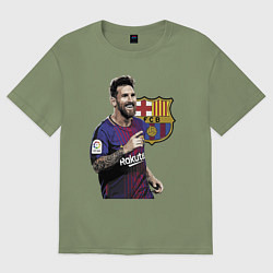 Футболка оверсайз мужская Lionel Messi Barcelona Argentina, цвет: авокадо