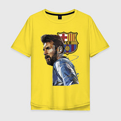 Футболка оверсайз мужская Lionel Messi Barcelona Argentina Striker, цвет: желтый