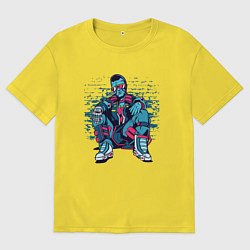 Футболка оверсайз мужская Cyberpunk Urban Man, цвет: желтый