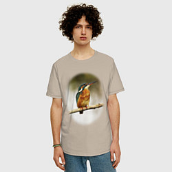 Футболка оверсайз мужская Одинокий зимородок, цвет: миндальный — фото 2