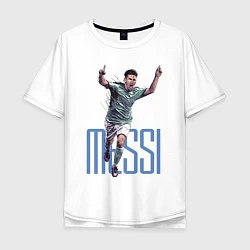 Футболка оверсайз мужская Lionel Messi Barcelona Argentina Striker!, цвет: белый