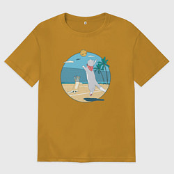 Футболка оверсайз мужская Cat Volleyball, цвет: горчичный