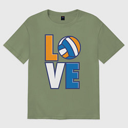 Футболка оверсайз мужская Love Volleyball, цвет: авокадо