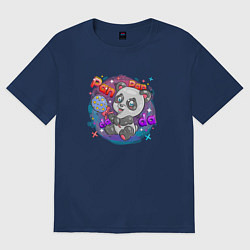 Футболка оверсайз мужская Милая Панда Cute panda, цвет: тёмно-синий