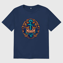 Футболка оверсайз мужская Якорь капитана, цвет: тёмно-синий