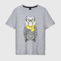 Футболка оверсайз мужская Hipster Cat, цвет: меланж