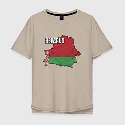 Футболка оверсайз мужская Belarus Map, цвет: миндальный
