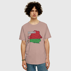 Футболка оверсайз мужская Belarus Map, цвет: пыльно-розовый — фото 2
