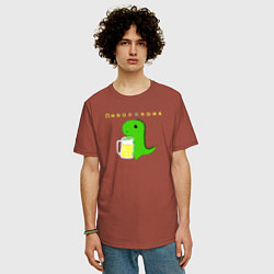 Футболка оверсайз мужская Пивозаврик, цвет: кирпичный — фото 2
