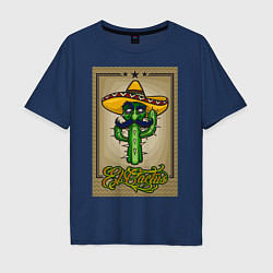Футболка оверсайз мужская El Cactus - Кактус Мексиканец, цвет: тёмно-синий