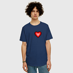 Футболка оверсайз мужская Пиксельное Сердце, цвет: тёмно-синий — фото 2