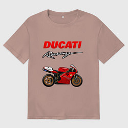 Футболка оверсайз мужская DUCATI ДУКАТИ MOTOSPORT, цвет: пыльно-розовый