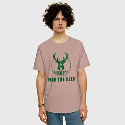 Футболка оверсайз мужская Fear The Deer, цвет: пыльно-розовый — фото 2