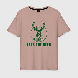 Футболка оверсайз мужская Fear The Deer, цвет: пыльно-розовый