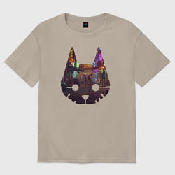 Футболка оверсайз мужская Stray: City Cat, цвет: миндальный