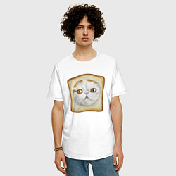 Футболка оверсайз мужская Bread Cat, цвет: белый — фото 2