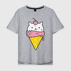 Футболка оверсайз мужская Ice Cream Cat, цвет: меланж