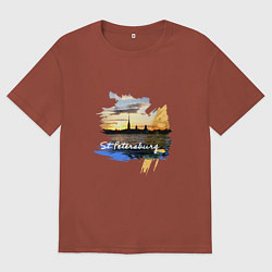 Футболка оверсайз мужская Travel Санк-Петербург, цвет: кирпичный