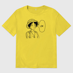 Футболка оверсайз мужская Манки Д Луффи - Ванпанчмен, цвет: желтый