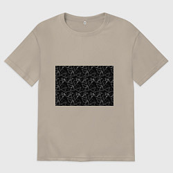 Футболка оверсайз мужская Черно-белый геометрический, цвет: миндальный