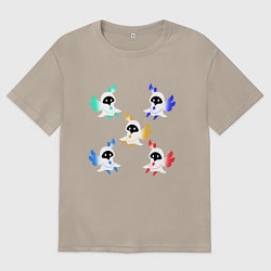 Футболка оверсайз мужская ЭЛЕМЕНТЫ ГЕНШИН, цвет: миндальный