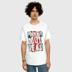 Футболка оверсайз мужская Punks not dead, цвет: белый — фото 2