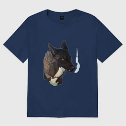 Футболка оверсайз мужская Горячее дыхание зверя, цвет: тёмно-синий