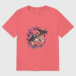 Футболка оверсайз мужская Сара в деле, цвет: коралловый