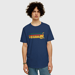 Футболка оверсайз мужская Dino Vegan, цвет: тёмно-синий — фото 2