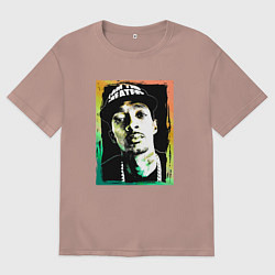 Футболка оверсайз мужская Rapper - Hussle, цвет: пыльно-розовый